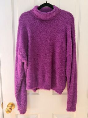 One Size Zara Purple Fuzzy Turtleneck Sweater NWOT
